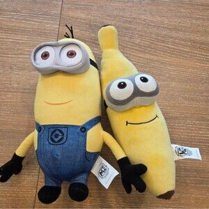 Dispicable Me 2 Plush Set Universal Studios Minions Dave and Banana Stuffies